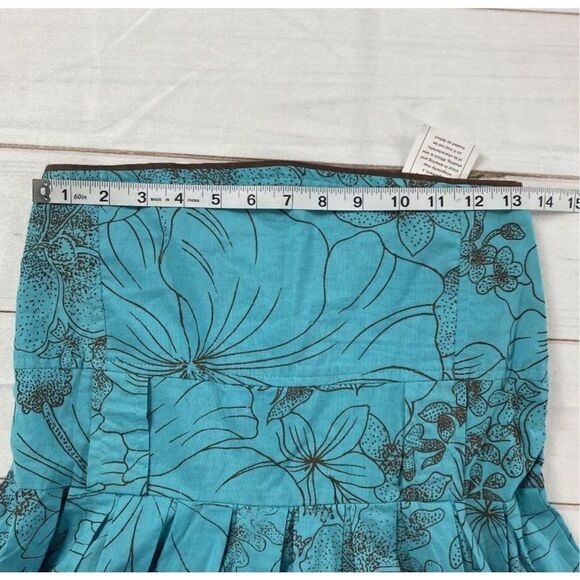 Yak n Yeti Los Angeles Blue Floral Pleated Strapless Dress Size Large - Picture 7 of 8